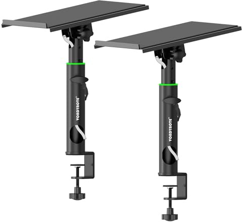 Vondynote 1 Pair Studio Monitor Stands, Desk Clamp, Speaker Stands, 0-12° Tilt, Height Adjustable, with Cable Management