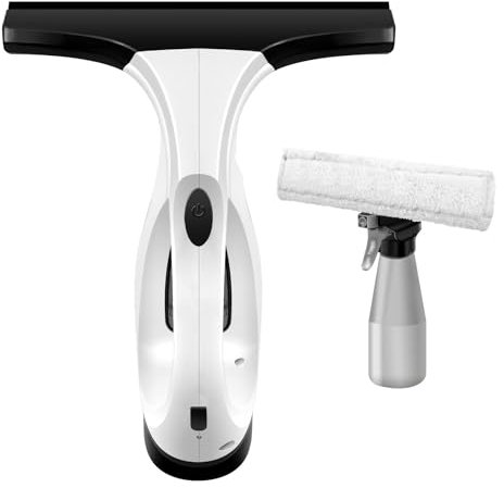 Fenstersauger, Elektrischer Akku-Fenstersauger Set 2200mAh Akku 30min Laufzeit, 28cm Saugerblatt, 150ml Wassertank, einfach zu bedienen