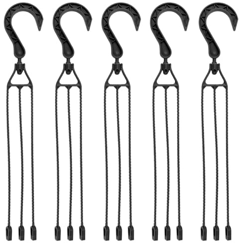 ZJIVQO Lot de 5 crochets de suspension en plastique pour pots de fleurs pour jardin, balcon, cour (noir)