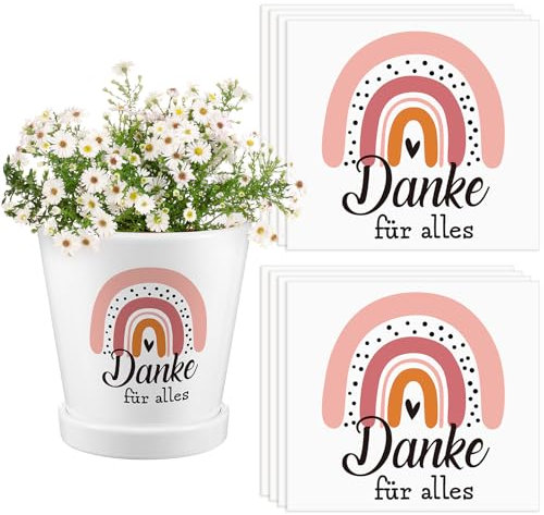 Faccito 8 Stück Aufkleber für Den Blumentopf Danke für Alles Blumentopf Aufkleber Dankeschön Aufkleber Regenbogen Danke Sticker Abschiedsgeschenk Kollege Erzieherin Lehrerin Geschenk