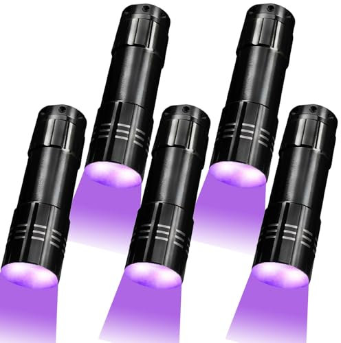 MVIOCS 395nm UV Taschenlampe LED Handlicht, Leichte Mini UV Lampe mit Batteriestrom, Schwarzlicht aus Aluminiumlegierung