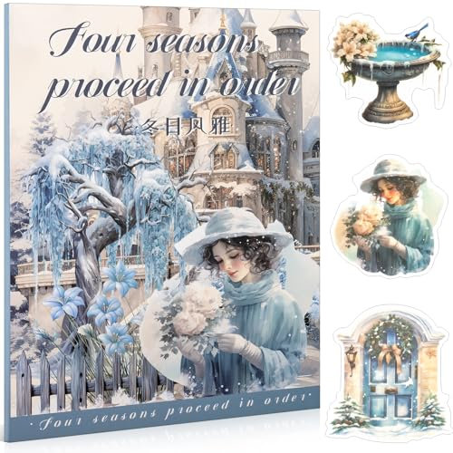 Winter Theme PET-Sticker Set für Scrapbooking & Journaling - 20 Bögen Vintage Aufkleber (TZ-006-002)