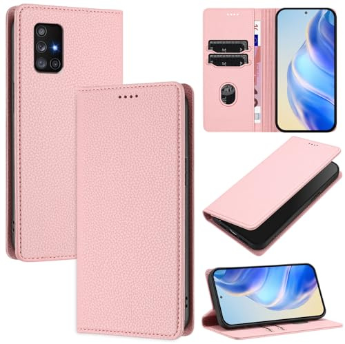 DENDICO Coque pour Samsung Galaxy A71 4G, RFID Blocage Portefeuille Etui à Rabat, Housse en Cuir PU pour Samsung A71 4G, Rose