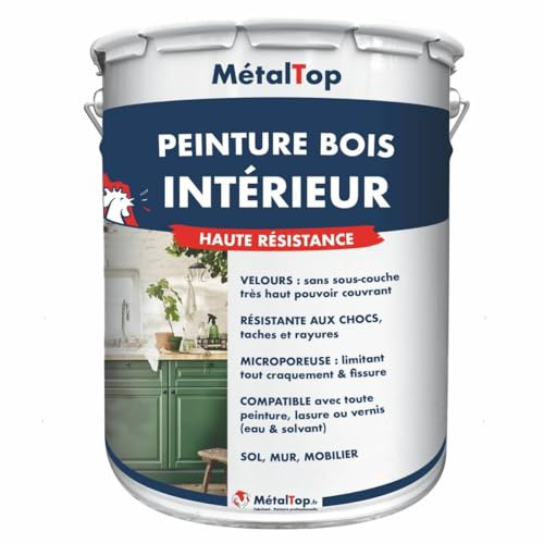 Metaltop - Peinture Bois Interieur - Bleu pigeon - RAL 5014-1 L - Microporeuse et lessivable pour portes, fenêtres, meubles