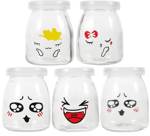 PRETYZOOM 5pièces Pot De Yaourt Verre Coupes à Dessert Bouteilles De Lait Et Gelée Résistant Chaleur Lot