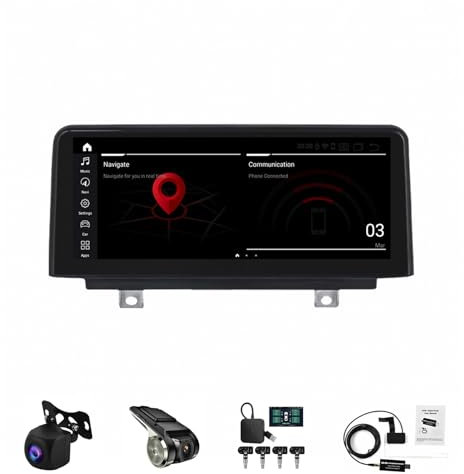 10.25 Pulgadas HD Pantalla Táctil Android 14 Yihyati Radio Coche para BMW 1 Series F20 F21 2013-2017 Bluetooth 2 DIN Autoradio con CarPlay AHD Cámara Trasera GPS Navegación Control En El Volante(W300
