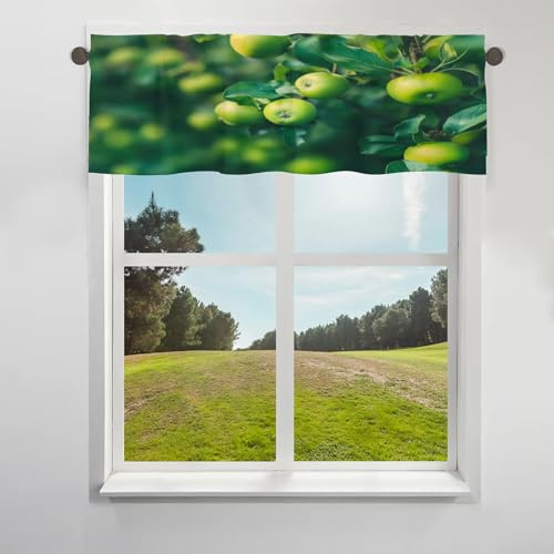 Valance Curtain for Window Apples Tree Short Window Treatment Valance Rod Pocket Curtain for Kitchen Living Room Bedroom 45.7 x 152.4 cm