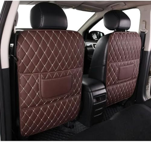 YGHJYTF Auto Rücksitz Anti Kick Pad Für Citroen Jumpy/Dispatch Jumper/Relay, 2 Stück Leder-Autositz-Trittmatte wasserdichte Rückenlehnenschutz mit Organizer Taschen Innenzubehör,F
