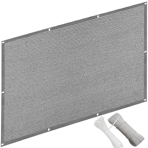 QINLIQIN Sichtschutz Zaun 1.8 x 2.5 m Balkonbespannung Sichtschutz Windschutz Sonnenschutz mit Ösen, Nylon Kabelbinder Und Kordel für Terrassen Swimming Pool, Hellgrau