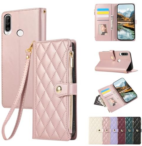 Vaitasy Custodia per Huawei P30 Lite Oro Rosa | Pelle PU Cerniera Custodia a Portafoglio per Huawei P30 Lite Custodia con Magnetica Flip Stand Case Cover