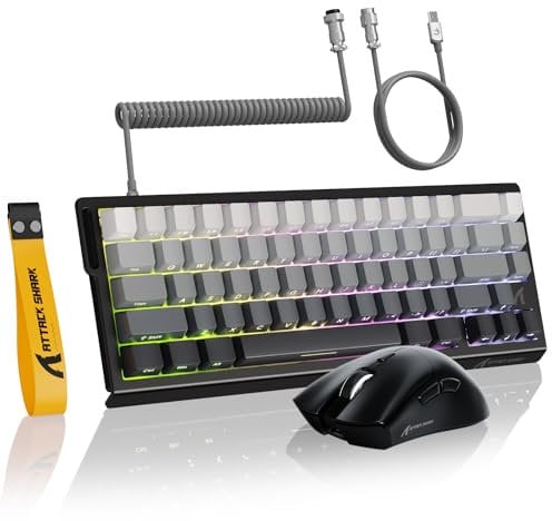 MAMBASNAKE ATTACK SHARK X68 HE - Combos de Teclado y Ratón R1 con Disparador Rápido y Cable en Espiral de 8KHz,Precisión RT de 0,01mm,Teclado Magnético de 8KHz y Ratón Inalámbrico Juegos-Noche de Luna