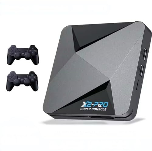Super Console X2 Pro Retro Gaming Console, 90000+ Games, EmuELEC 4.6 + Android TV 9.0, 2 Wireless Controllers, 4K HD Output