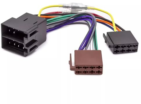 16 poliges Autoradio Adapterkabel, ISO Kabelbaum für Auto, Klemme 15/30 drehbar, Stereo Radio Adapterkabel, Stecker auf Buchse, Autoradio Adapter Universal Kabel, Passend für viele Automodelle