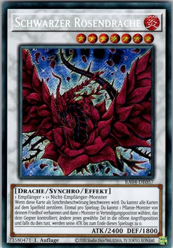 Schwarzer Rosendrache - RA04-DE057 - Secret Rare - 1. Auflage - Deutsch - Yugioh - Quarter Century Stampede - mit RC-Fieldcenter