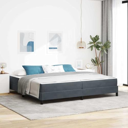 Hoopleep Dunkelgrau Boxspringbett mit Matratze, 200 x 220 cm Stoff, Modernes Schlafzimmer Bettgestell mit Taschenfederkernmatratze, Holzwerkstoff Rahmen für 2 Personen, Langlebig und Komfortabel