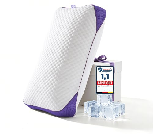 BPC Kopfkissen 40x80 cm, Höhenverstellbares Memory Foam Kissen mit Kühlender Seite und Bambusbezug, Ergonomisches Nackenkissen, Atmungsaktiv und Hypoallergen