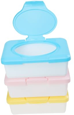 Boîte de Lingettes pour Bébé Rechargeable 3 Pièces en Plastique | Design Simple, Facile à Nettoyer et Réutilisable, Portable, Rangement Pratique pour Bureau et Tiroirs Couleur Aléatoire