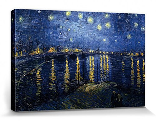 1art1 Vincent Van Gogh Poster Sternennacht Über Der Rhône, 1888 Bilder Leinwand-Bild Auf Keilrahmen | XXL-Wandbild Poster Kunstdruck Als Leinwandbild 30x20 cm
