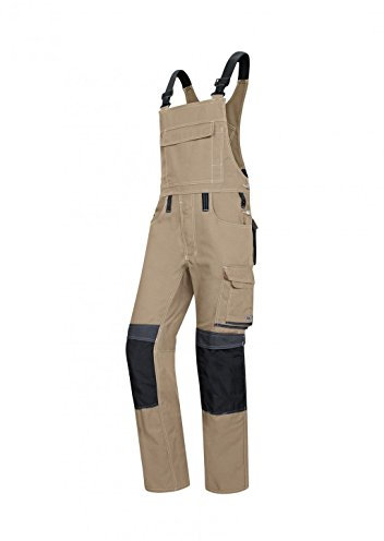 BP 1802-720-40-64n Latzhose, Stretch-Hosenträger mit Clipbefestigungen, 305,00 g/m² Verstärkte Baumwolle, Sahara/Anthrazit, 64n
