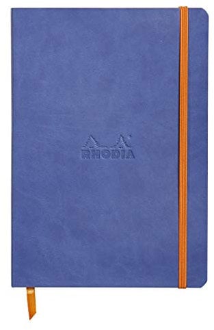 Rhodia 117458C Notizheft Rhodiarama mit weichem Umschlag, dot grid, 80 Blatt, 90 g elfenbeinfarbenes Papier, A5 148 x 210 mm, Lesezeichen, Innentasche,1 Stück,saphirblau