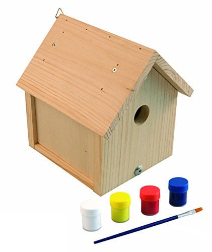 Windhager Nistkasten-Bausatz ROBIN, Vogelhaus Vogelnistkasten Brutplatz, zum selbst bauen und bemalen, beige, inkl. Farben und Pinsel