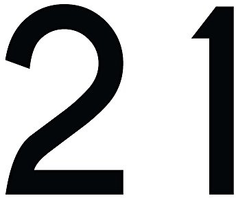 Zahl 21 in schwarz, 30 cm großer Sticker, wetterfeste Klebezahl | Selbstklebende Klebefolie für Hausnummern an Tür, Tor, Garage, Schaufenster und allen glatten Oberflächen