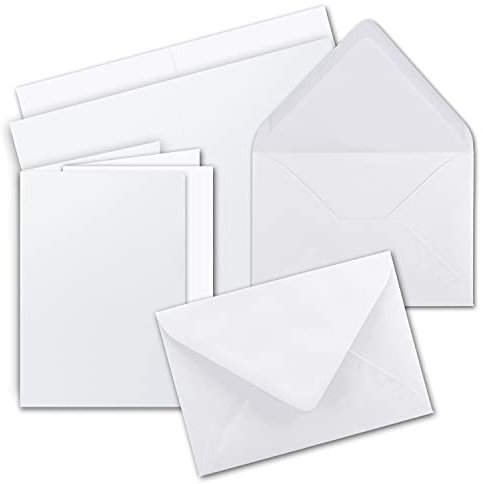 25 x Faltkarten-Set DIN A5 - Hochweiß inkl. Umschlägen DIN C5 und passenden Einlegeblättern in Weiß - blanko Klappkarten 14,8 x 21 cm