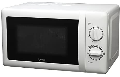 Igenix IG2083 Solo Manual Microwave with No Rust Interior for Easy Cleaning, 20 Litre with 5 Power Levels, 800 W, White