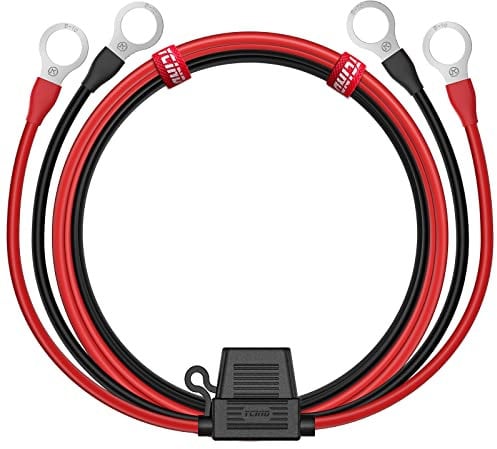 YCIND 3/8 Ring Eyelet Terminal Battery Boost Cable Heavy-Duty 30A Fuse 12V/24V 12AWG Cord 3Ft