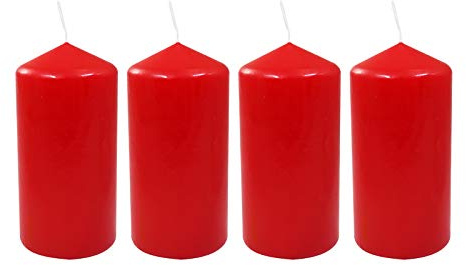 Ebersbacher Kerzen 4er Pack Stumpenkerze rot, (Ø x H) ca. 60 x 120 mm, 4 Stück