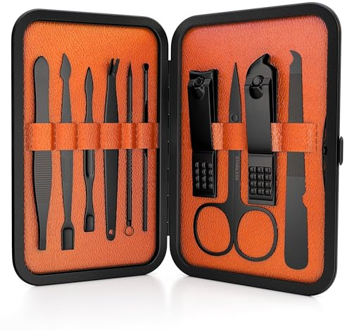 Wild Willies 10-Piece Pedicure & Manicure Kit for Men & Women - Includes Nail Clippers, Scissors, Tweezers, Files - Compact Travel Nail Grooming Kit, Mens Nail Care Set