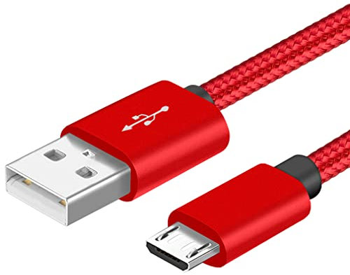 SCOVEE Lot de 2 câbles de chargement micro USB pour manette PS4 Xbox One, Sony Playstation 4 DualShock 4 PS4 Slim/Pro, Samsung Galaxy S7 Edge S6, Note 5, LG, Motorola 1,8 m Rouge