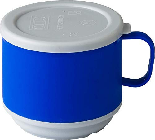Insulated Mug with Lid 250ml Thermal Cup with Handle Reusable Virtually Unbreakable (Blue)