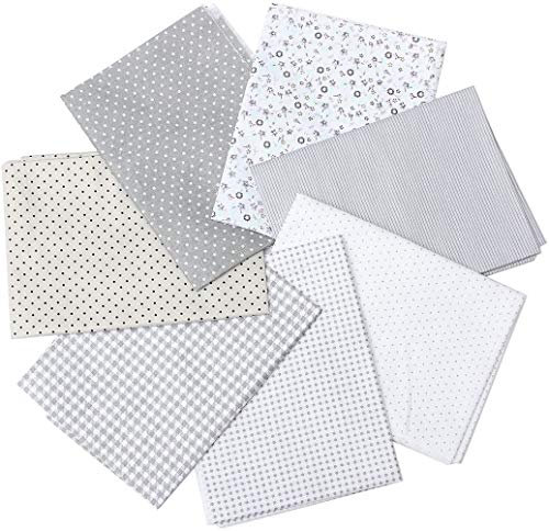 7 Stück 50cm * 50cm Grau Baumwollstoff Baumwolltuch Stoffpakete Patchwork Stoffe Baumwolle Stoffreste Paket DIY