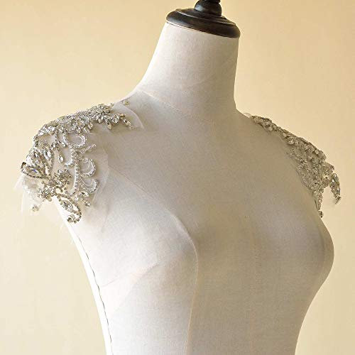 Glitzernde Strass-Applikation, Schulter-Zubehör, Ärmel, Diamant-Kristall, Spitze, Patch, Basteln, Nähen, Brautschmuck, Hochzeit, Ballkleid, Kleid (1 Paar)