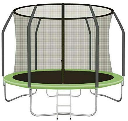 10FT/3M Trampoline Set with Safety Enclosure Net Ladder Weatherproof Rain Cover