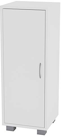 URBNLIVING 1 Door Wooden Hallway Side Cabinet Living Room 2 Shelves Storage Furniture Unit (White)