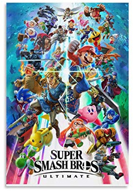 GUCII Poster Super Smash Bros Poster dekorative Malerei Leinwand Wandkunst Wohnzimmer Poster Schlafzimmer Malerei 24x36inch(60x90cm)