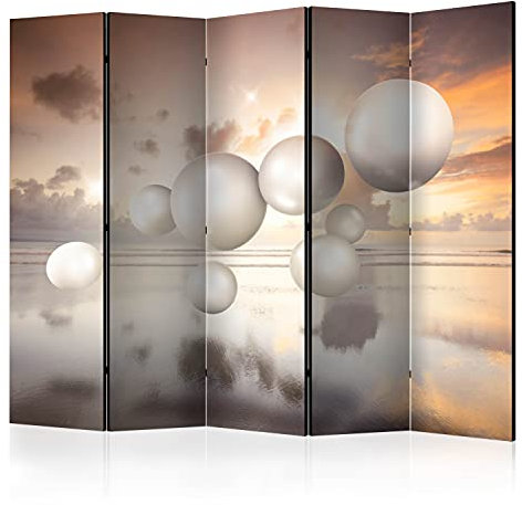 murando Raumteiler Foto Paravent 3D Effekt 225x172 cm beidseitig auf Vlies-Leinwand bedruckt Trennwand Spanische Wand Sichtschutz Raumtrenner Design weiß Kugeln Himmel Sonne a-C-0023-z-c