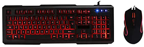 Pulse PXG Strike LED Gaming Desktop Kit, 7 LED Colour Options, Backlit Multimedia Keyboard, 800-2000 DPI LED Mouse w/ 7 Buttons KBMKPXGSTRIKE Black