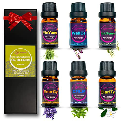 OLLEENO® Ätherisches Öle Set, Reines Natürliche Duftöle Set 6 x 10ml Essential Oils für Aromatherapie 100% naturrein Massage Düftöl, Ätherisches Öl für Diffuser Luftbefeuchter, Kerzen und Duftlampe
