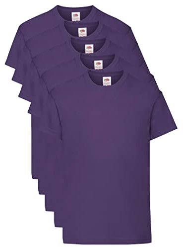 Fruit of the Loom T Originale Shirt, Viola, 14-15 Anni (Pacco da 5) Unisex-Bambini e Ragazzi