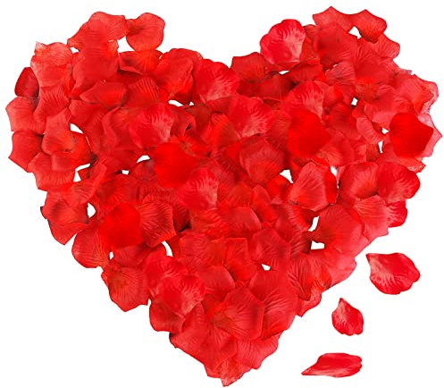 EHIOG 1200 pcs Pétales de Rose Artificielles, Petale Rouge, Pétales de Fleur Eternelle pour Décoration de Mariage, Saint Valentin, Fête, Anniversaire, Ambiance Romantique