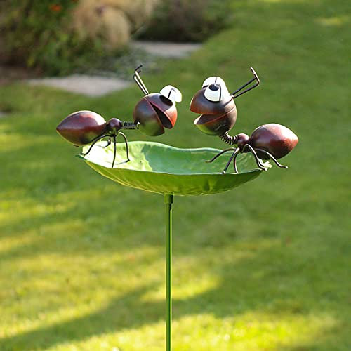 Vogeltränke mit Ameise aus Metall H:122 cm - Gartenstecker, Gartendekoration, Tränke für Vögel, Garten Deko