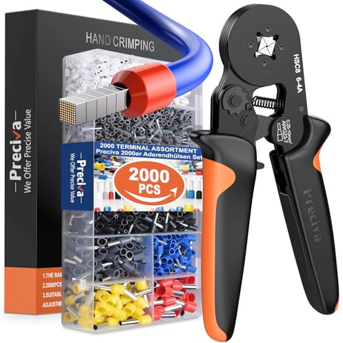 Preciva Ferrule Crimping Tool with 2000Pcs Wire Connectors, AWG23-7