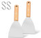 Joyfair 2 Pieces Griddle Scraper, Stainless Steel Slant Edge Grill Scrapers for Food Service/Cooking/Cleaning, Ideal for BBQ Indoor & Outdoor, Wooden Handle, Dishwasher Safe