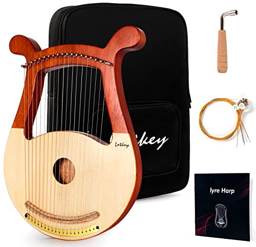 Lyre Harfe, 19 Saiten Metallsaiten Instrument, Eisensattel, Massives Fichtenbrett Leier Mit Stimmschlüssel, Saitenauszug, Handbuch und Gigbag
