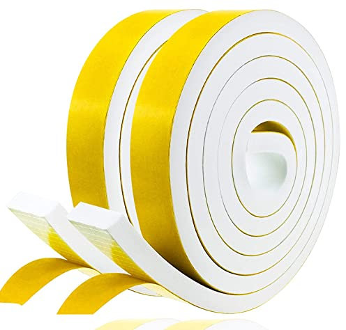 Dichtungsband Selbstklebend Fensterdichtung 25mm(B) x 10mm(D)/4m(L) Fenster Türdichtung Dichtung Schaumstoff Klebeband, Gummi-Dichtungsstreifen Schalldämmung Kollision Siegel Weiß
