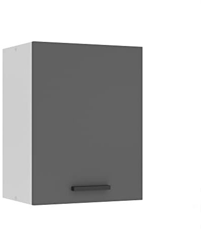 Belini Hängeschrank Küche, Küchenschränke SG. Breite 45 cm. Oberschrank mit 1 Tür, Küchenhängeschränke, Wandschrank Hängend, Silber matt