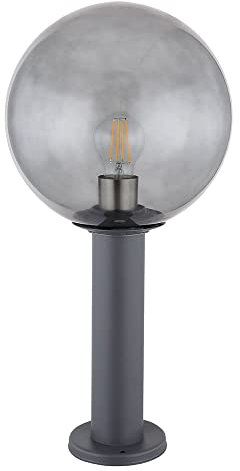 etc-shop Sockelleuchte Aluminium Wegleuchte Außenlampe anthrazitGartenlampe Stehleuchte rauchfarben, IP44 Spritzwasserfest, Glaskugel, 1x E27 Fassung, DxH 25x50 cm